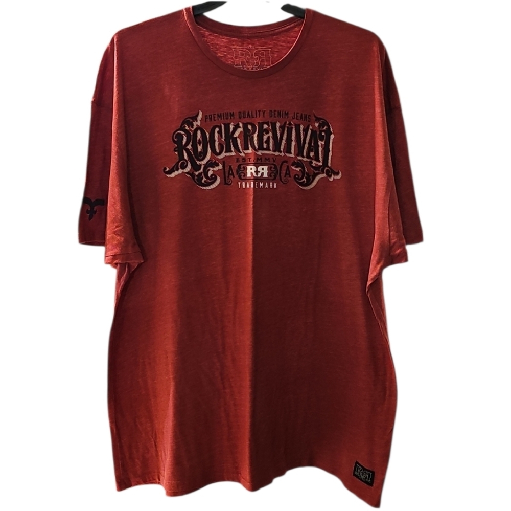 Rock Revival Red Graphic Crewneck Shortsleeve T-Shirt. Men's Size: 3XL.